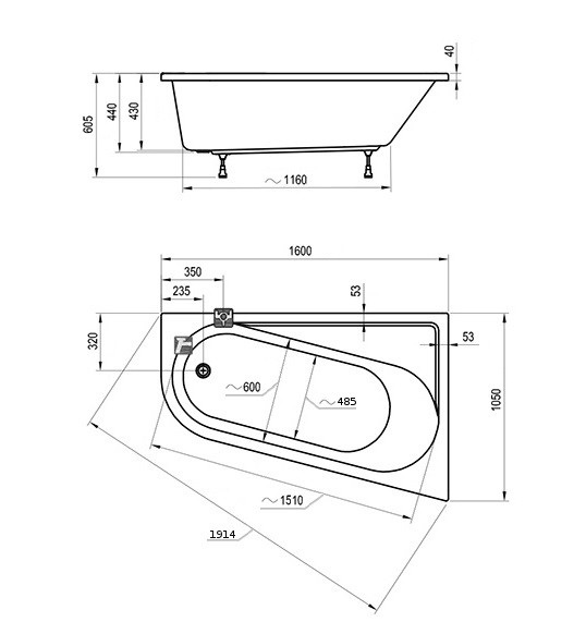 Ravak Chrome wanna asymetryczna 160x105 cm prawa akryl biała CA61000000
