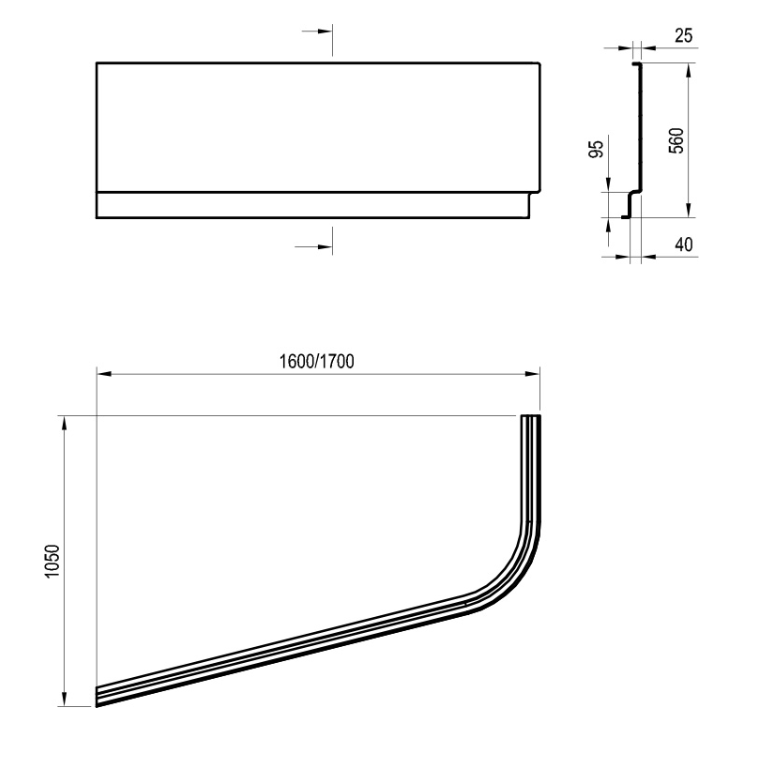 Ravak Chrome panel przedni 160x105 cm prawy akryl biały CZA6100A00