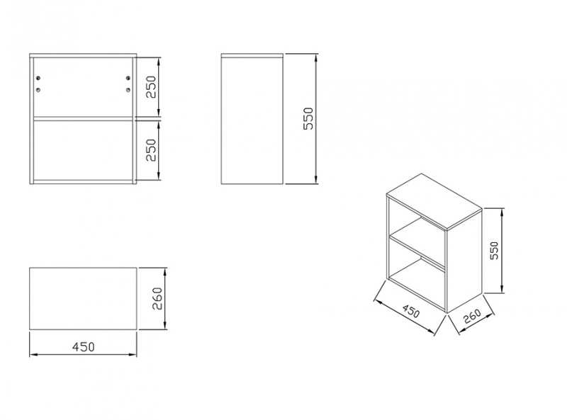 Ravak SB NATURAL 450 szafka słupek boczny otwarty 45x55 cm biała X000001055
