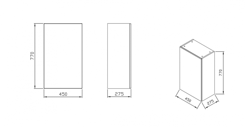 Ravak SB NATURAL 450 szafka słupek boczny 45x77 cm biała X000001054
