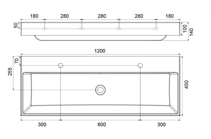 Ravak NATURAL DUO 1200 umywalka meblowa 120x49 z otworem konglomerat biały XJo01212000
