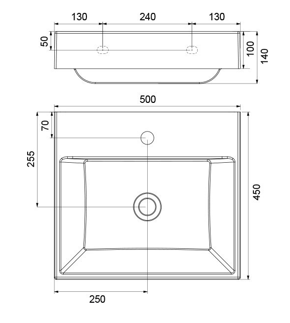 Ravak NATURAL 500 umywalka meblowa 50x45 z otworem konglomerat biały XJO01250000