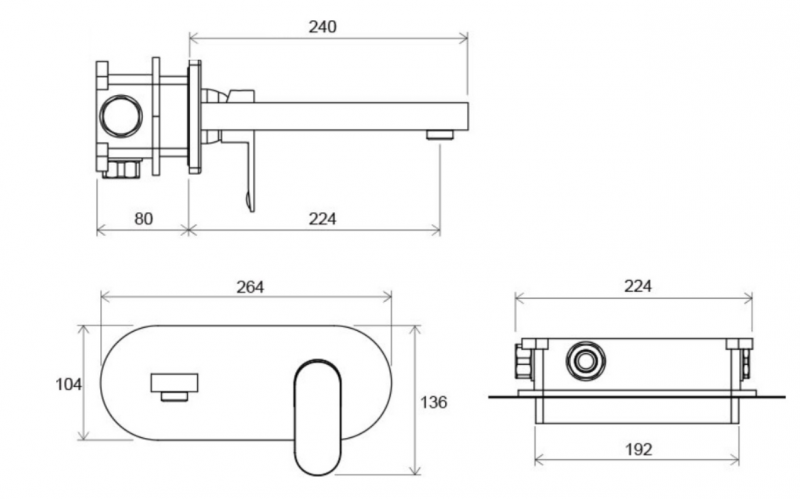 Ravak Chrome bateria umywalkowa podtynkowa chrom CR 019.00 X070093