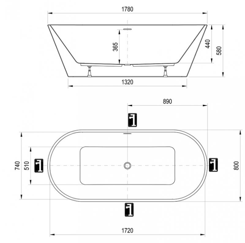Ravak Solo wanna wolnostojąca 178x80 cm akryl biały XC00100025