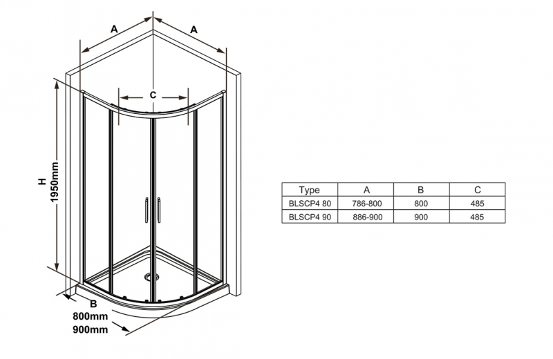 Ravak Blix kabina półokrągła 80x80 drzwi przesuwne srebrny połysk przeźroczyste ANTICALC BLSCP4 X3BM40C00Z1