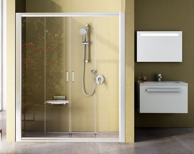 Ravak Blix drzwi 150 przesuwne biały przeźroczyste ANTICALC BLDP4 0YVP0100Z1