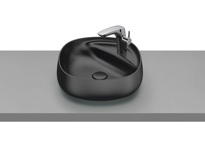 Roca Beyond Colors umywalka stawiana na blat 45,5x45,5 FineCeramic onyx A3270B9640