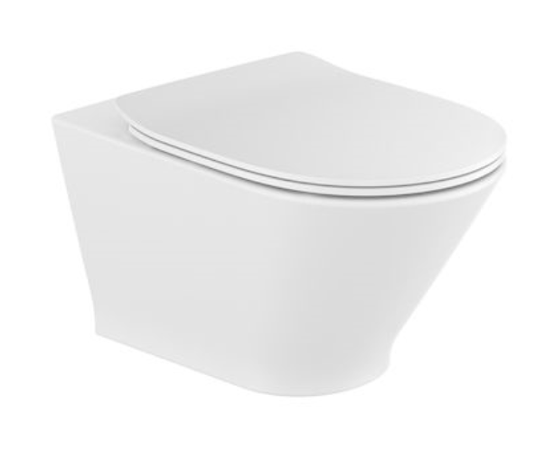 Roca Gap Round Rimless muszla wisząca + deska wolnoopadająca slim 54x35 Clean Rim A34H0N8000