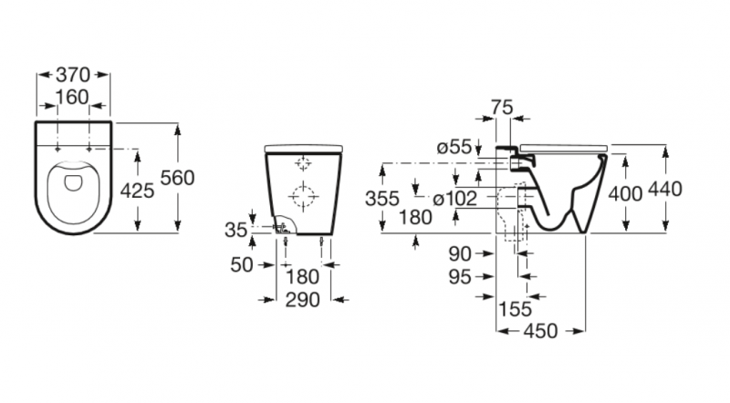 Roca Inspira Round Rimless miska stojąca odpływ uniwersalny A347526000