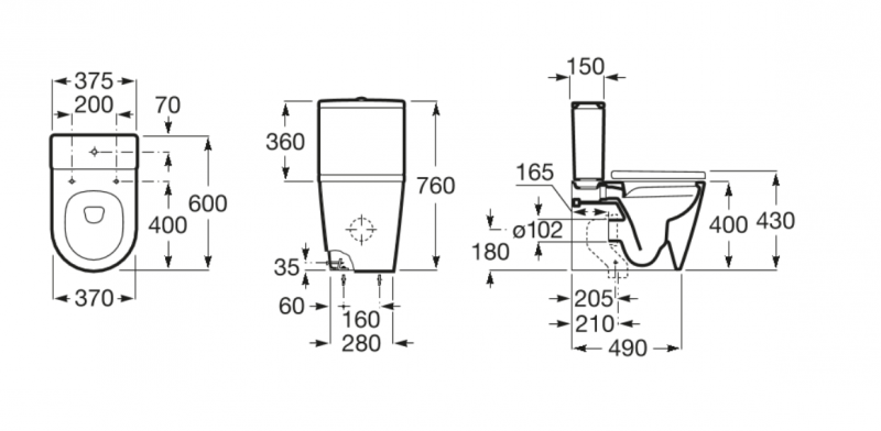 Roca Inspira Round Rimless muszla do kompaktu odpływ uniwersalny A342529000