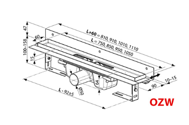 Ravak Runway 750 odpływ liniowy przyścienny 75 cm stal nierdzewna X01625