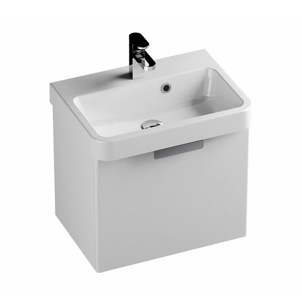 Ravak BeHappy II umywalka wisząca 55x40 cm z otworem z przelewem konglomerat biały XJa01155000