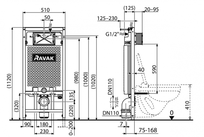 Ravak G II /1200 stelaż podtynkowy WC do zabudowy lekkiej X01703
