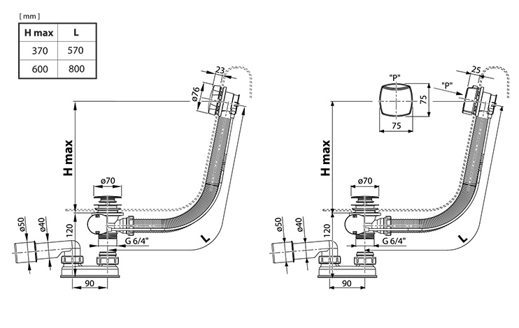 Ravak syfon wannowy z przelewem chrom X01318