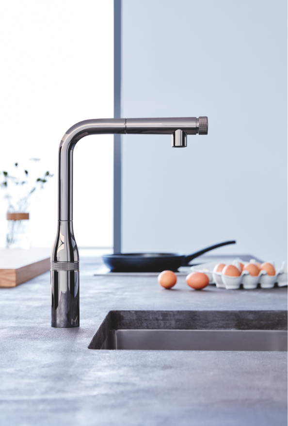 Grohe Essence SmartControl bateria kuchenna zlewozmywakowa z wyciąganą wylewką grafit polerowany hard graphite 31615A00