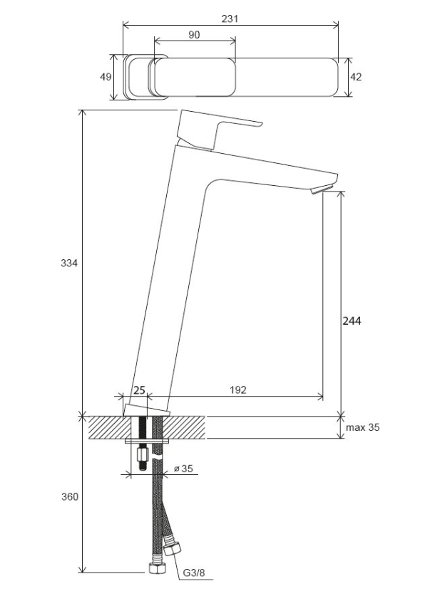 Ravak 10 Free bateria umywalkowa wysoka bez korka chrom X070130