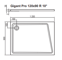 Ravak GIGANT PRO 10 brodzik kwadratowy 120x90 cm prawy konglomerat biały XA05G70101P