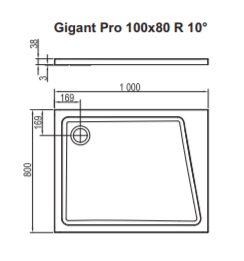 Ravak GIGANT PRO 10 brodzik kwadratowy 80x100 cm prawy konglomerat biały XA05A40101P