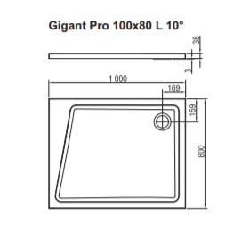 Ravak GIGANT PRO 10 brodzik kwadratowy 80x100 cm lewy konglomerat biały XA05A40101L