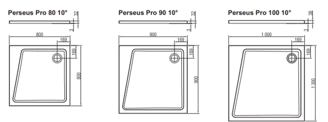 Ravak PERSEUS PRO-100 10 brodzik kwadratowy 100x100 cm prawy konglomerat biały XA05AA01010