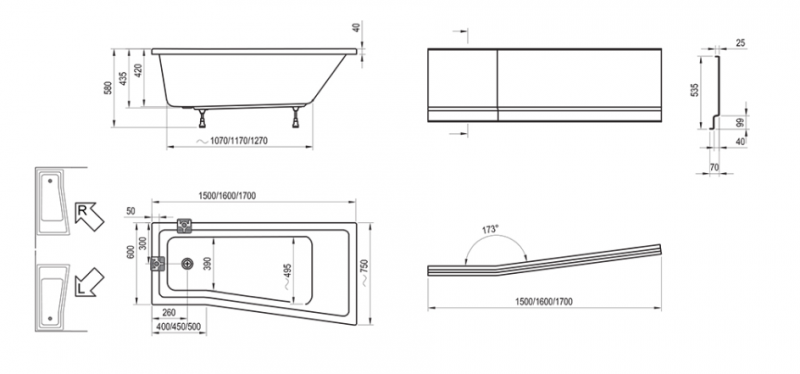 Ravak BeHappy II wanna asymetryczna 160x75 cm lewa akryl biały C961000000