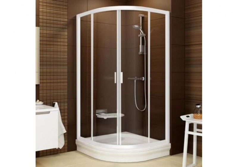 Ravak Blix kabina półokrągła 90x90 drzwi przesuwne biały przeźroczyste ANTICALC BLCP4 3B270100Z1