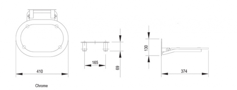 Ravak Chrome Ovo siedzisko prysznicowe 37,5x41x13 cm stal nierdzewna clear B8F0000029
