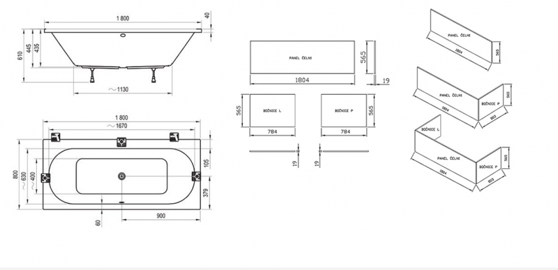 Ravak City panel przedni 180x80 cm biały X000001059