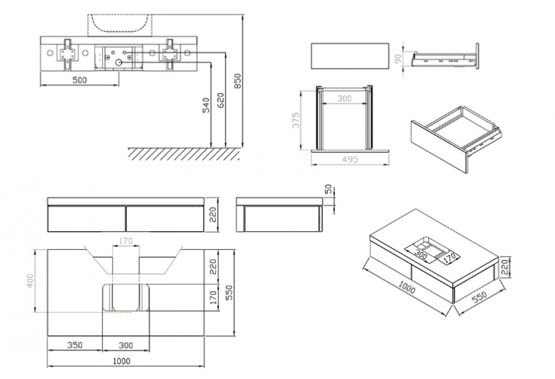 Ravak Formy 02 szafka pod umywalkę wisząca 100x55 cm biały X000001030