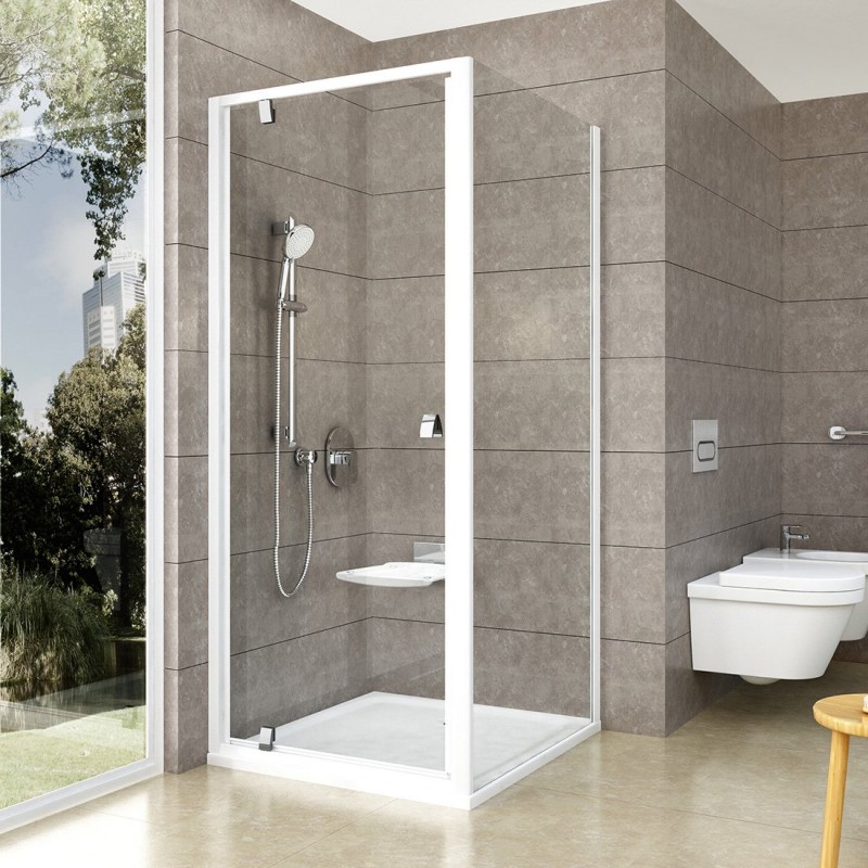 Ravak Pivot drzwi 80 otwierane biały/chrom przeźroczyste ANTICALC PDOP1 03G40100Z1