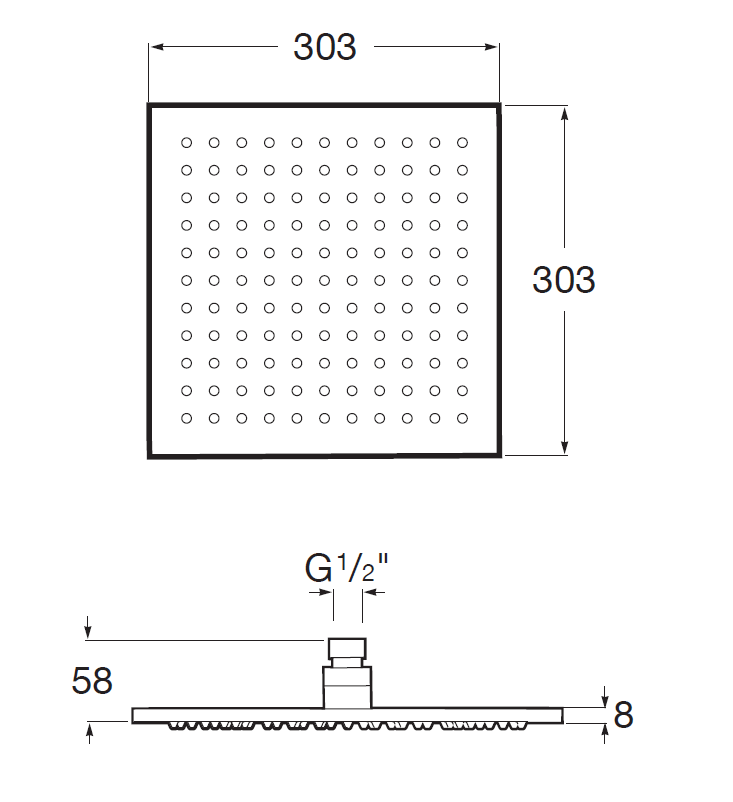 Roca Rainsense deszczownica głowica kwadratowa 30x30 czarny połysk A5B4050CN0