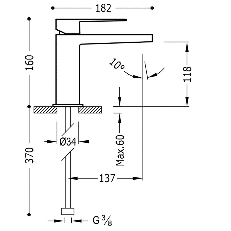 Tres Slim-Tres bateria umywalkowa perlator czarny mat 202.103.01.NM