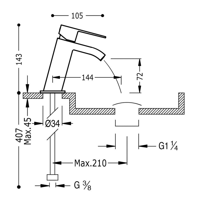 Tres Cuadro Exclusive bateria umywalkowa kaskada chrom 006.201.01