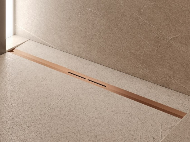 Tece Drainprofile odpływ liniowy 100 cm odwodnienie liniowe profil regulowany czerwone złoto szczotkowane 671003