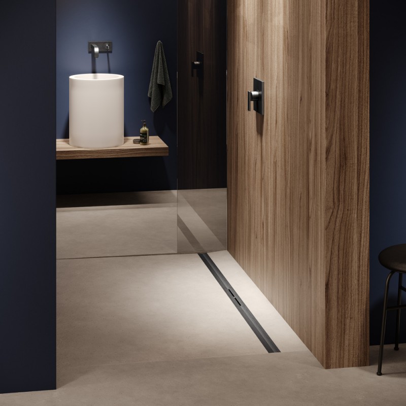 Tece Drainprofile odpływ liniowy 80 cm odwodnienie liniowe profil regulowany czarny chrom szczotkowany 670801