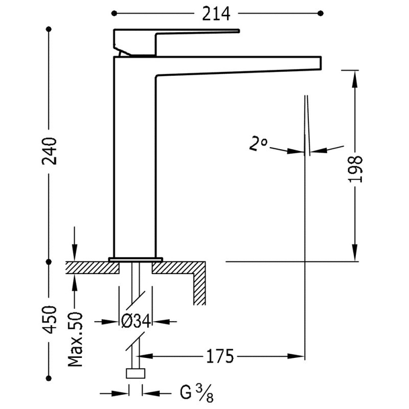 Tres Slim-Tres bateria umywalkowa wysoka perlator biały matowy 202.103.03.BM