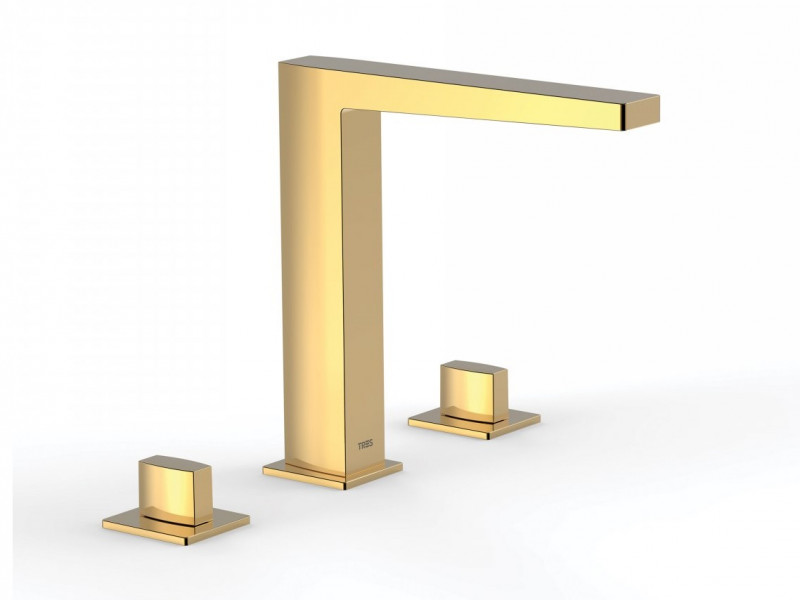 Tres Slim-tres bateria umywalkowa dwuuchywtowa złoty polerowany 202.105.01.OR