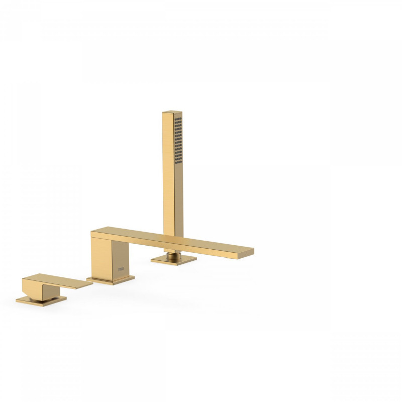 Tres Cuadro bateria wannowa 3-otworowa złoty matowy 006.161.03.OM