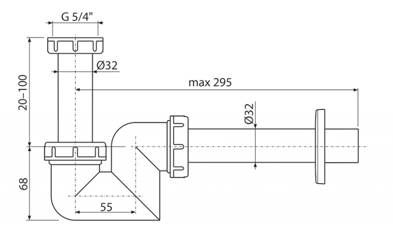 Alcaplast syfon umywalkowo-bidetowy DN32 biały A45F