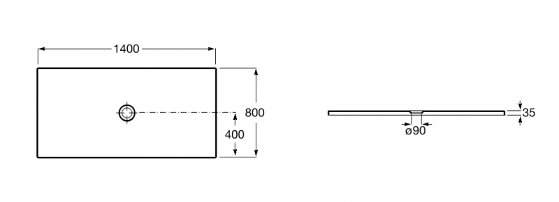 Roca Cratos brodzik prostokątny ceramiczny 140x80 perłowy Senceramic A3740L4630