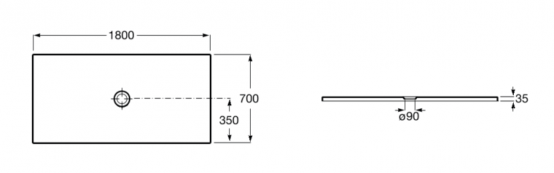 Roca Cratos brodzik prostokątny ceramiczny 180x70 onyx Senceramic A3740L1640