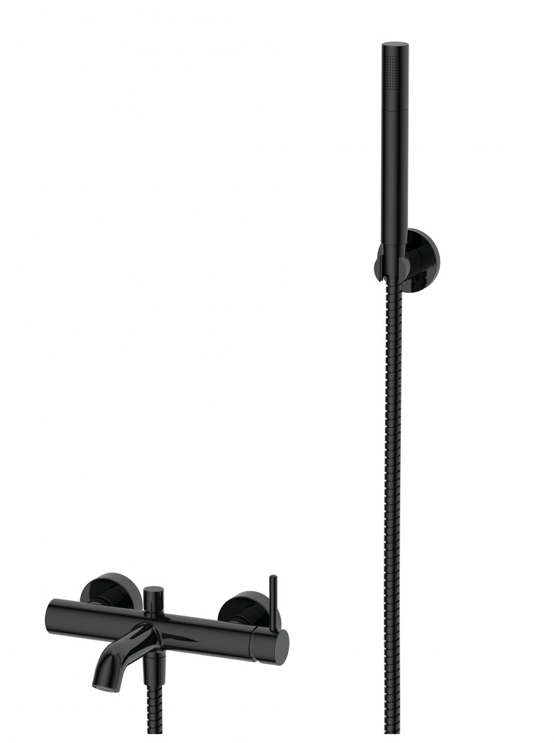 Omnires Y bateria wannowa ścienna z zestawem prysznicowym czarny Y1231BL