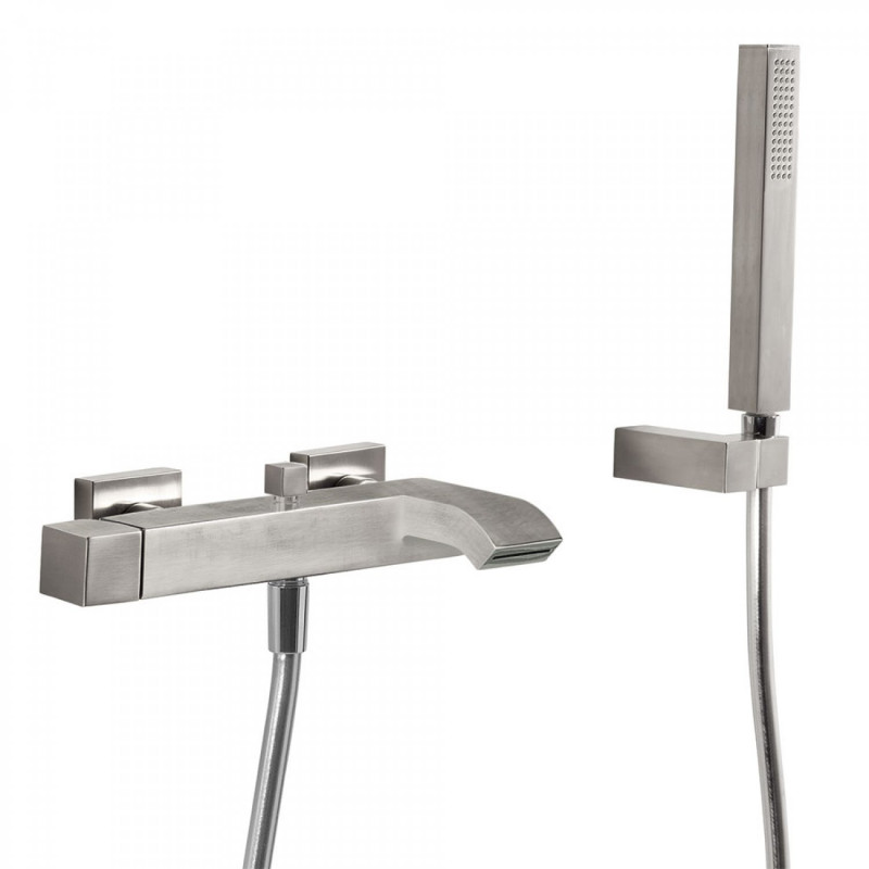 Tres Cuadro bateria wannowa z kaskadą i ze słuchawką stal 5.07.170.02.03