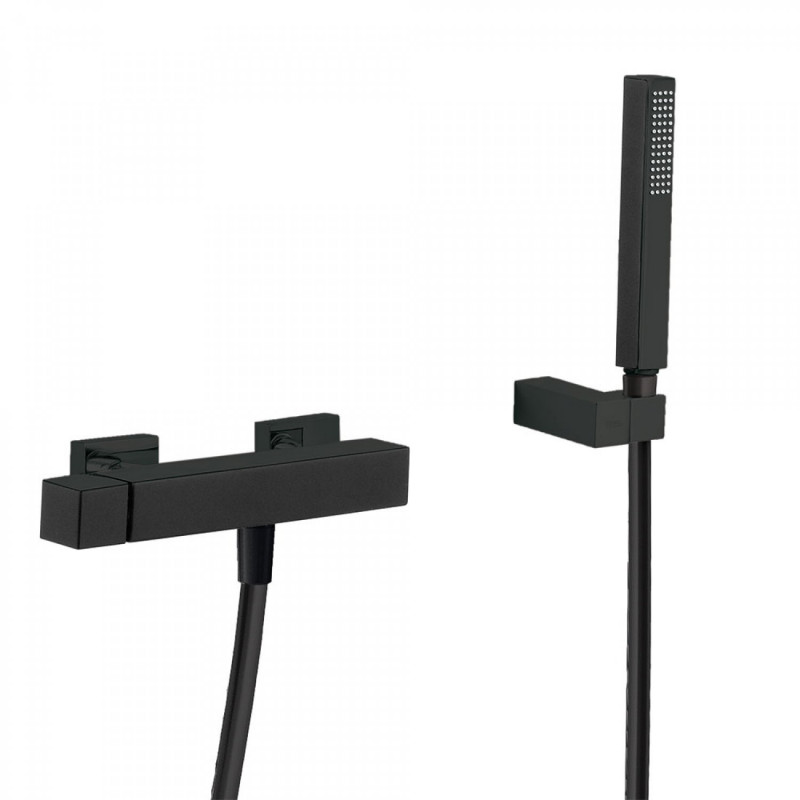 Tres Cuadro bateria prysznicowa ze słuchawką czarny matowy 007.167.03.NM