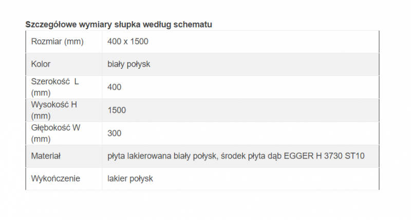 Excellent Finli słupek łazienkowy 40 cm biały połysk MLEX.1201.400.WHWH