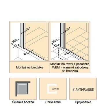 Huppe Walk-in Design Pure ścianka wolnostojąca 75cm wys. 200 cm wspornik poprzeczny srebrny matowy przeźroczyste 6 mm 8P1113.087.321