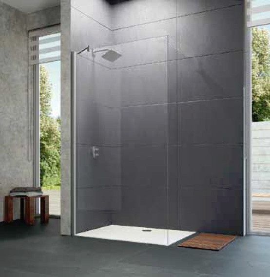 Huppe Walk-in Design Pure ścianka wolnostojąca 110cm wys. 200 cm wspornik skośny chrom eloxal przeźroczyste 8 mm 8P1124.092.321