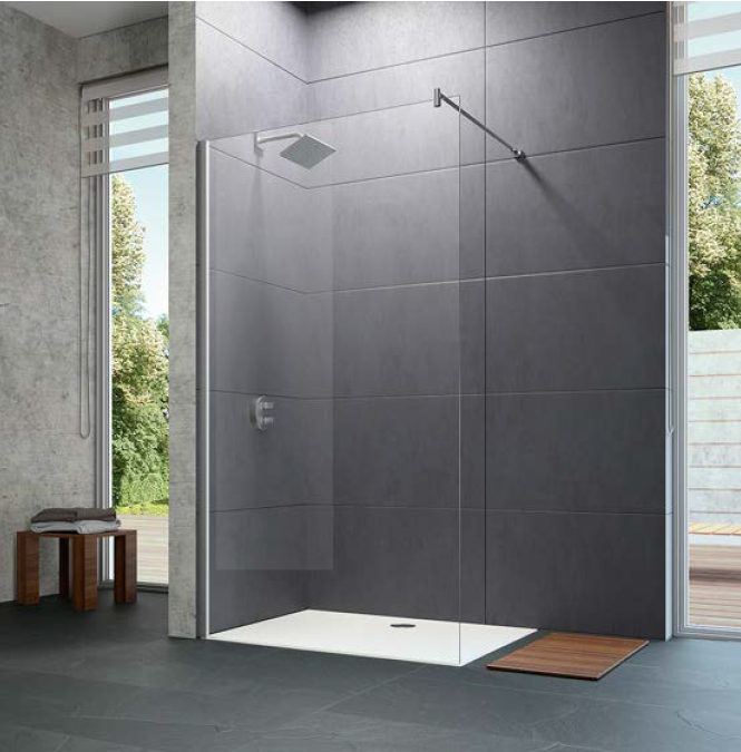 Huppe Walk-in Design Pure ścianka wolnostojąca 90cm wys. 200 cm wspornik poprzeczny chrom eloxal przeźroczyste 8 mm 8P1126.092.321