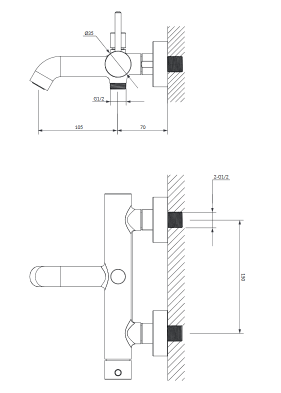 Omnires Y bateria wannowa ścienna z zestawem prysznicowym złoty Y1231GL