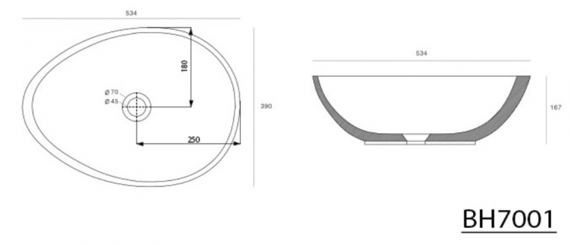 Sapho Punc umywalka betonowa stawiana na blat 53x39 czarny granit BH7001
